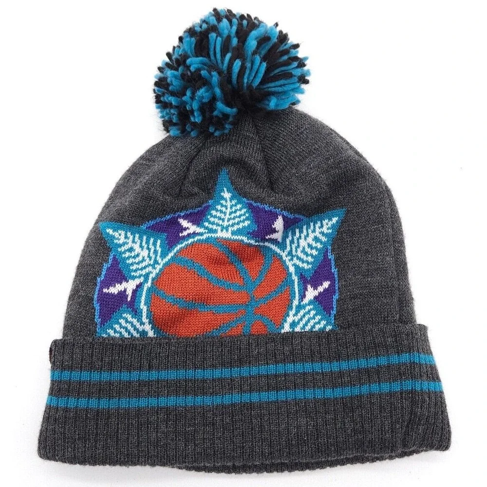 Utah Jazz Mitchell & Ness NBA Basketball Pom Knit Beanie Hat Winter Snow Ski Cap